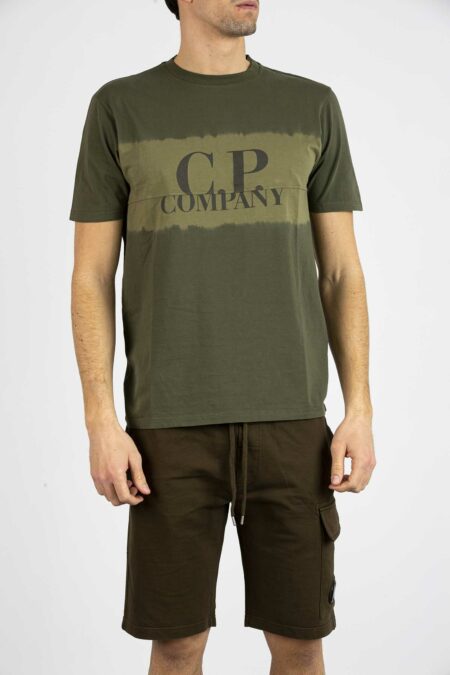CP COMPANY-T-SHIRT IN JERSEY CON LOGO TIE-DYE-CPTS234A005431S OLIVE XL