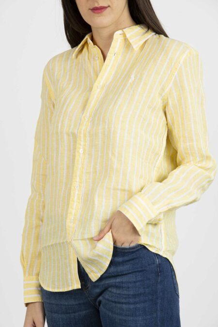 RALPH LAUREN-CAMICIA IN LINO A RIGHE RELAXED FIT-RL780668 YELLOW XL