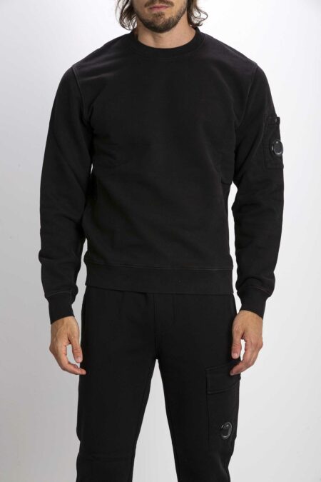 CP COMPANY-MAGLIA BRUSHED AND EMERIZED DIAGONAL-CPSS008A06372G BLACK XL