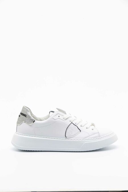PHILIPPE MODEL-SNEAKERS TEMPLE VEAU GLITTER BLANC E ARGENT-PHBTLDVG10 BIANCA 40