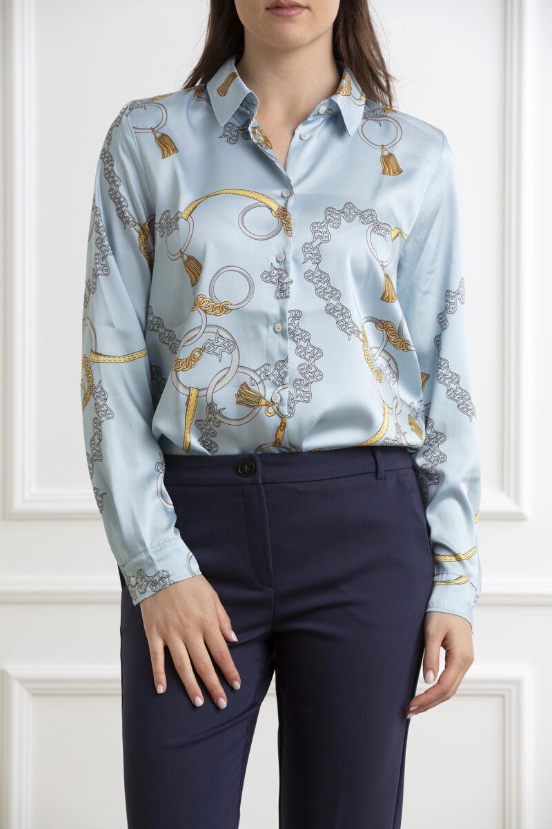 EMME MARELLA-CAMICIA TWILL STAMPATO-EMNABAB AZZURRO 44