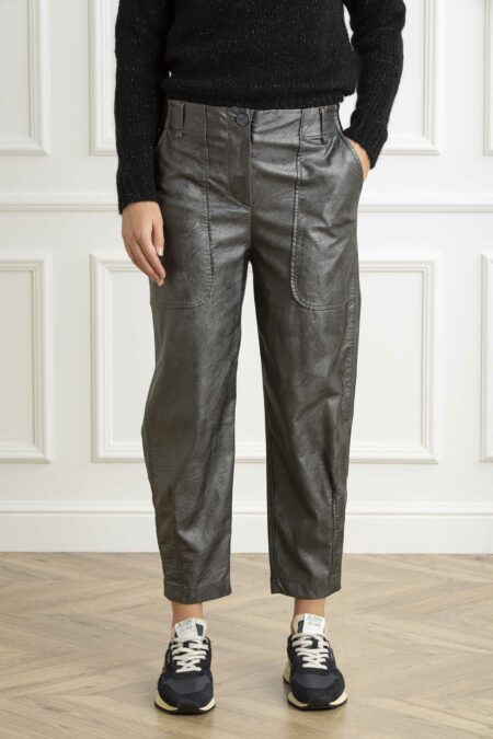 ALESSIA SANTI-PANTALONI IN SIMILPELLE-AS421SD28001 ARGENTO 44