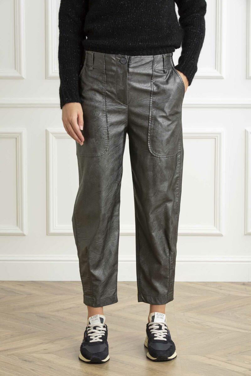 ALESSIA SANTI-PANTALONI IN SIMILPELLE-AS421SD28001 ARGENTO 44