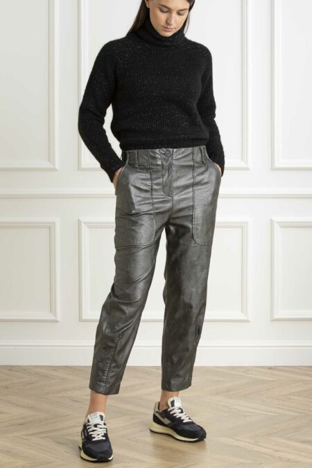 ALESSIA SANTI-PANTALONI IN SIMILPELLE-AS421SD28001 ARGENTO 44