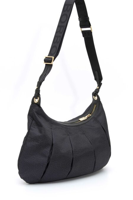 BORBONESE-BORSA HOBO M. C/T-BO933077AH1 DARKBLACK TU