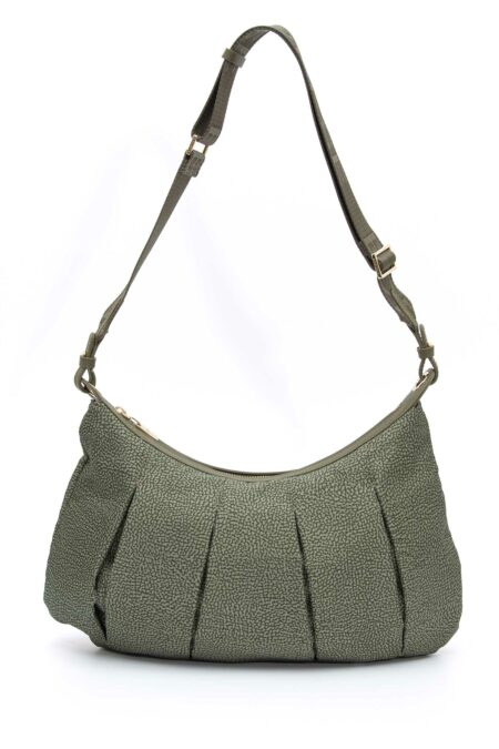 BORBONESE-BORSA HOBO M. C/T-BO933077AH1 MILITARE TU