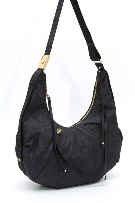 BORBONESE-BORSA HOBO M.-BO933834AH1 DARKBLACK TU