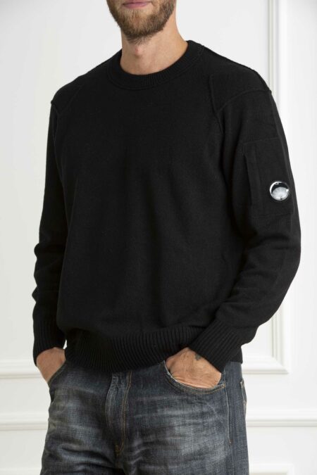 CP COMPANY-MAGLIA GIROCOLLO LAMBSWOOL GRS-CPCMKN047A110149A BLACK XL