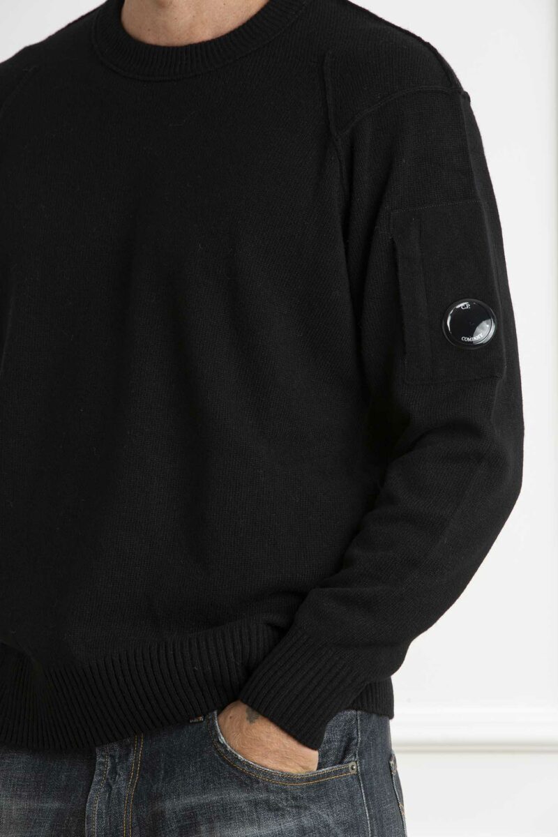 CP COMPANY-MAGLIA GIROCOLLO LAMBSWOOL GRS-CPCMKN047A110149A BLACK XL