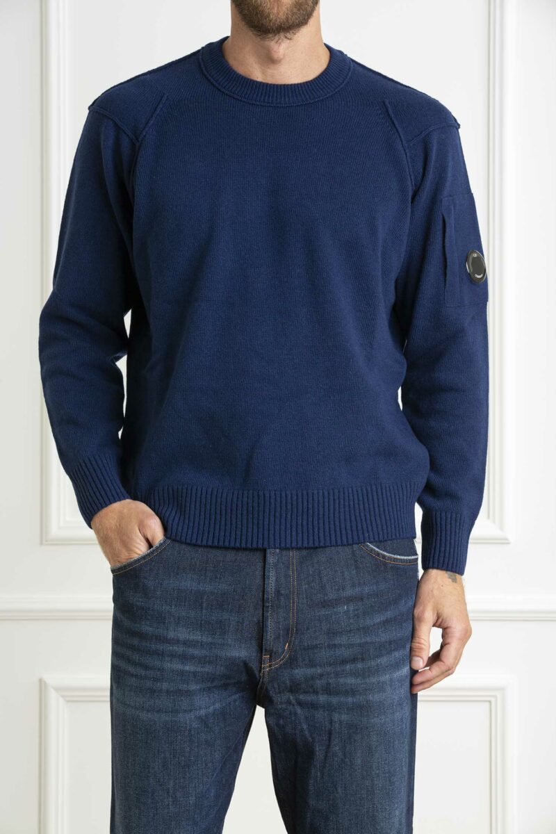 CP COMPANY-MAGLIA GIROCOLLO LAMBSWOOL GRS-CPCMKN047A110149A BLUE XL