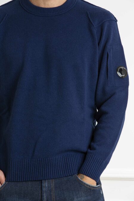 CP COMPANY-MAGLIA GIROCOLLO LAMBSWOOL GRS-CPCMKN047A110149A BLUE XL