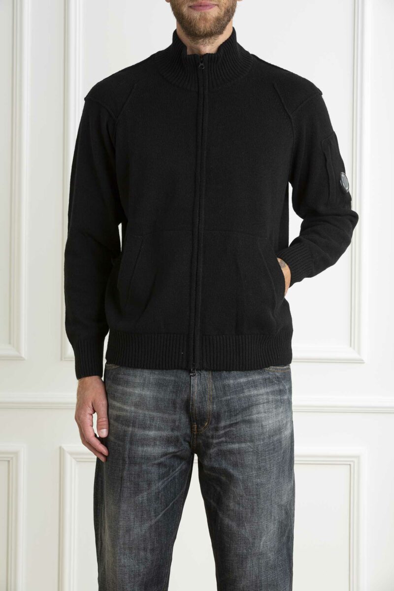 CP COMPANY-CARDIGAN CON ZIP IN LAMBSWOOL GR-CPCMKN143A110149A BLACK XL