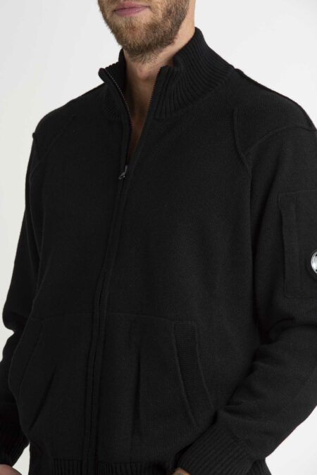 CP COMPANY-CARDIGAN CON ZIP IN LAMBSWOOL GR-CPCMKN143A110149A BLACK XL