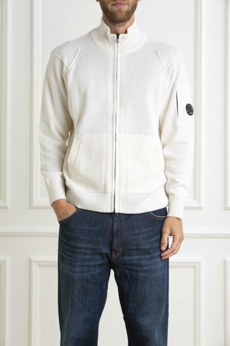 CP COMPANY-CARDIGAN CON ZIP IN LAMBSWOOL GR-CPCMKN143A110149A WHITE XL