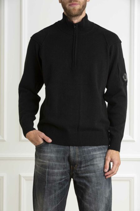 CP COMPANY-MAGLIA LAMBSWOOL GRS MEZZA ZIP-CPCMKN144A110149A BLACK XL