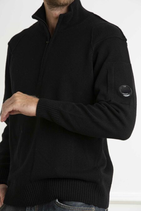 CP COMPANY-MAGLIA LAMBSWOOL GRS MEZZA ZIP-CPCMKN144A110149A BLACK XL