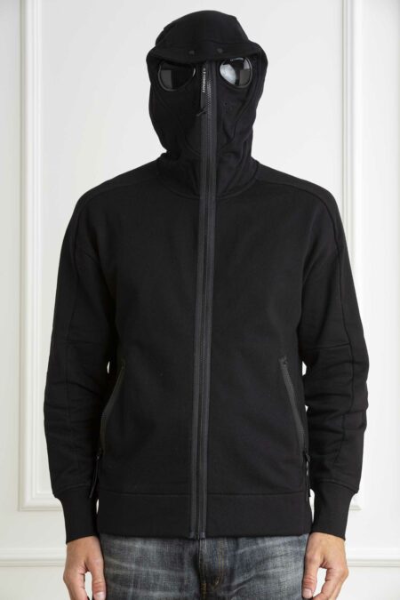 CP COMPANY-FELPA CON CAPPUCCIO E ZIP IN PILE CON RIALZO DIAGONALE-CPCMSS141A005086W BLACK XL