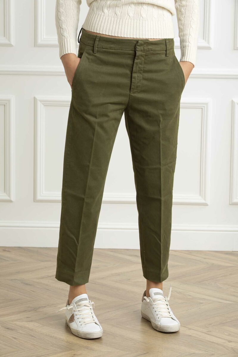 DONDUP-PANTALONE NIMA ZIP PTD-DDDP576ZGSE043 VERDE 29