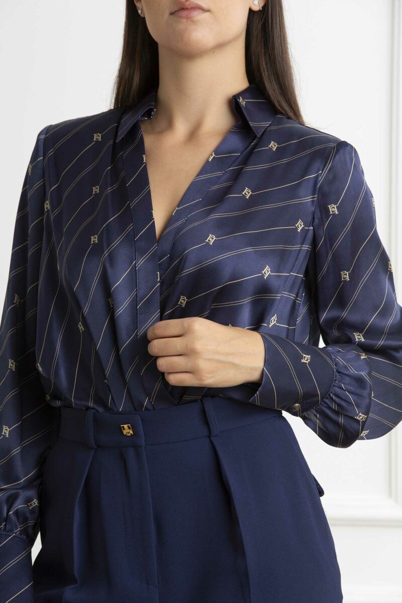 ELISABETTA FRANCHI-CAMICIA A BODY-EFCB00146E2 NAVY 44