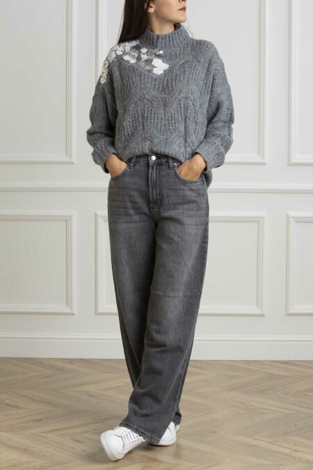 LIU JO-PANTALONE BAGGY WIDE LEG REG.W.-LJUF4129DS048 GREY 28