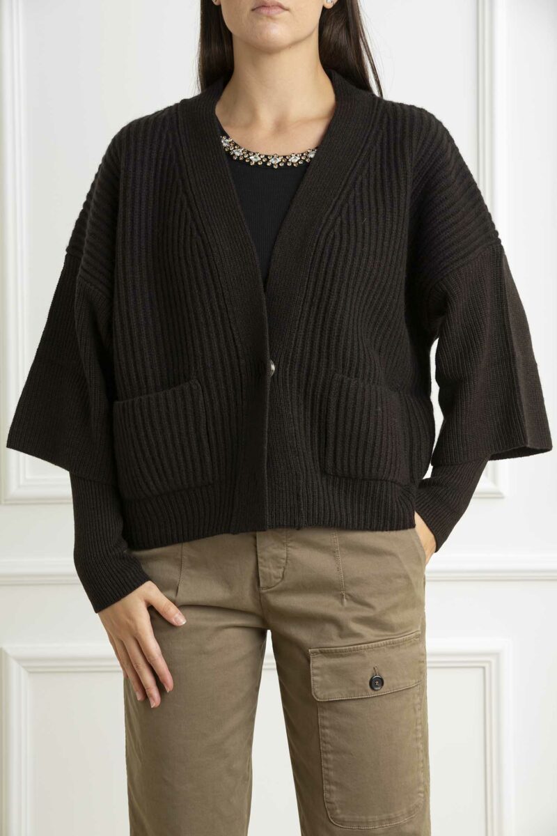 PINKO-CARDIGAN BRIOSO WARM WOOL-PKBRIOSO MARRONE XS