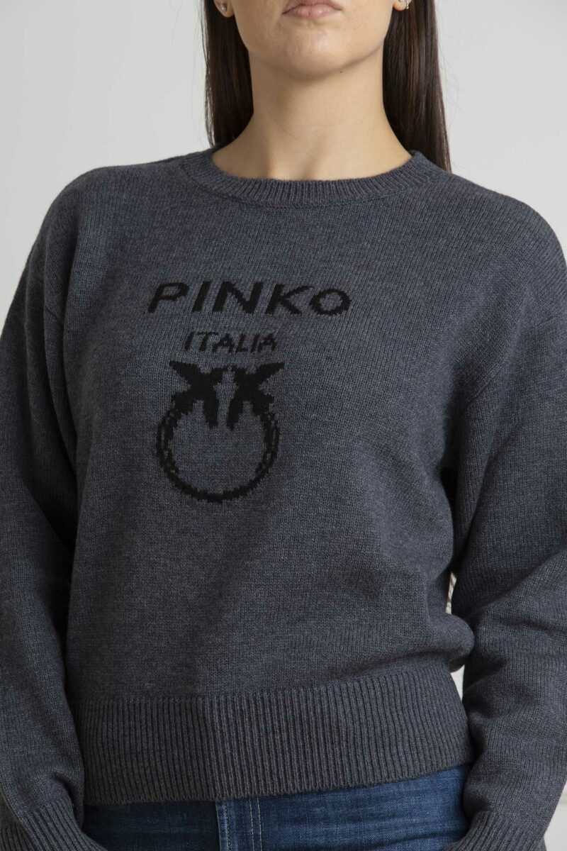 PINKO-MAGLIA BURGOS 100%LANA LOGO-PKBURGOS GRIGIO XS