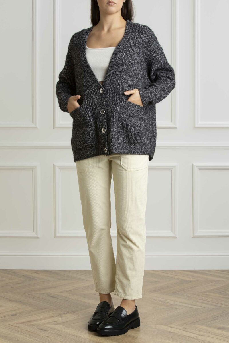 PINKO-CARDIGAN ERBACEO MOULINE-PKERBACEO GRIGIO XXS