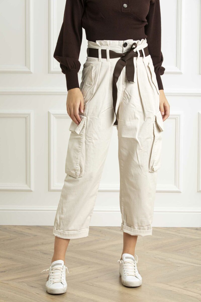 PINKO-PANTALONE GABARDINA-PKRONFAREA4 BIANCO 44