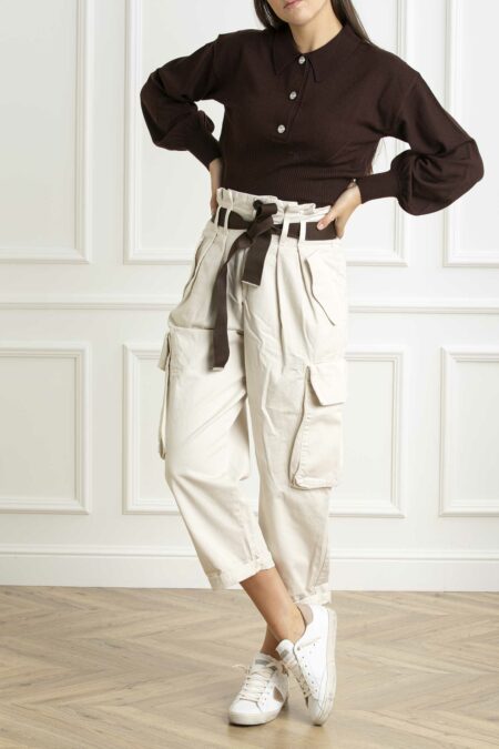 PINKO-PANTALONE GABARDINA-PKRONFAREA4 BIANCO 44