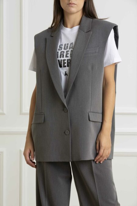 PATRIZIA PEPE-GILET OVER-PP2S1512A498 GRAY 42