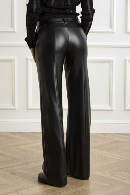 PATRIZIA PEPE-PANTALONE PALAZZO SIMILPELLE-PP8P0623E005 NERO 42