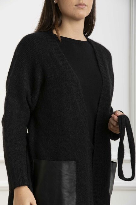 ALPHA-CARDIGAN M/L TASCHE E CINTURA-APAD8431E NERO 44