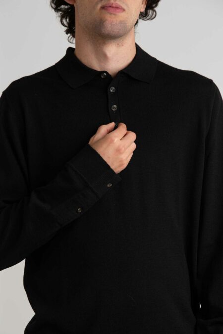 ALPHA-POLO CAMICIA M/L 100% MERINOS-APAU7023B NERO 54