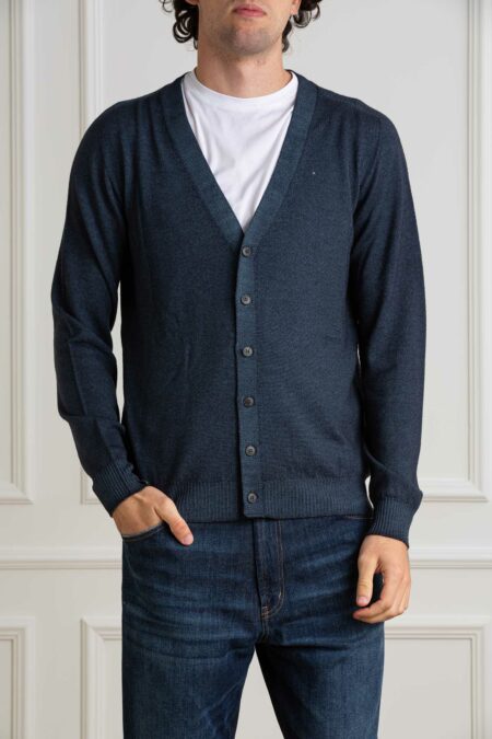 AROVESCIO-CARDIGAN F15 MERINOS DARK-ARO40062 BLU 52