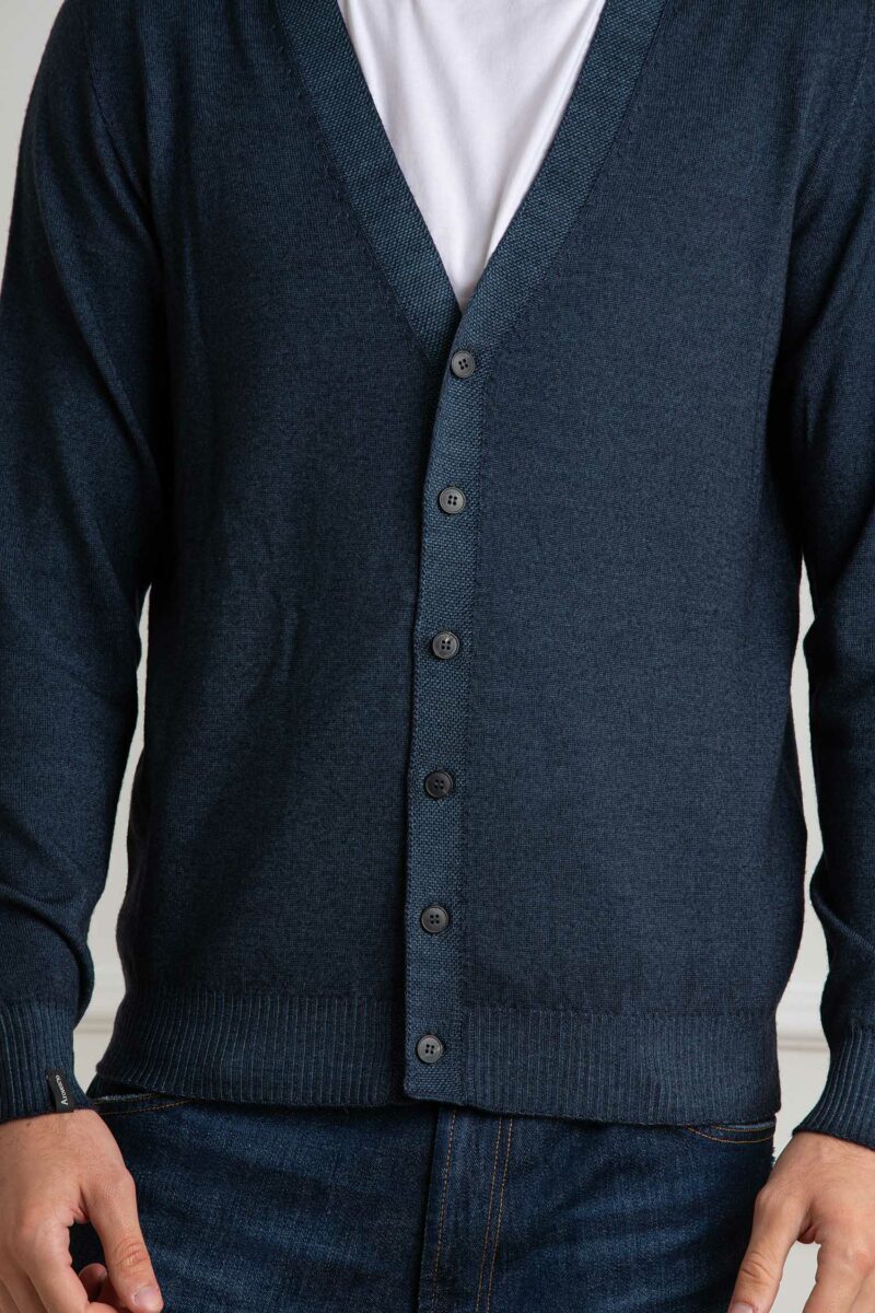 AROVESCIO-CARDIGAN F15 MERINOS DARK-ARO40062 BLU 52