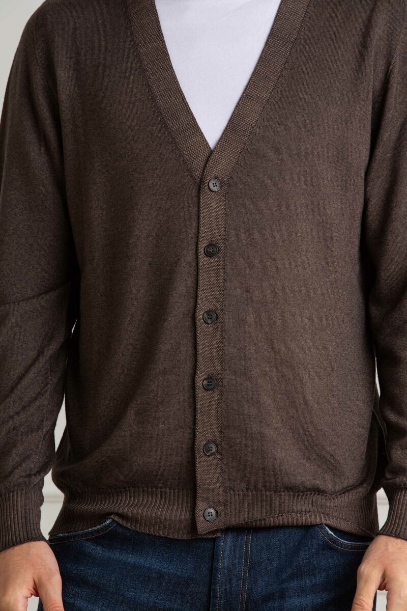 AROVESCIO-CARDIGAN F15 MERINOS DARK-ARO40062 MORO 52