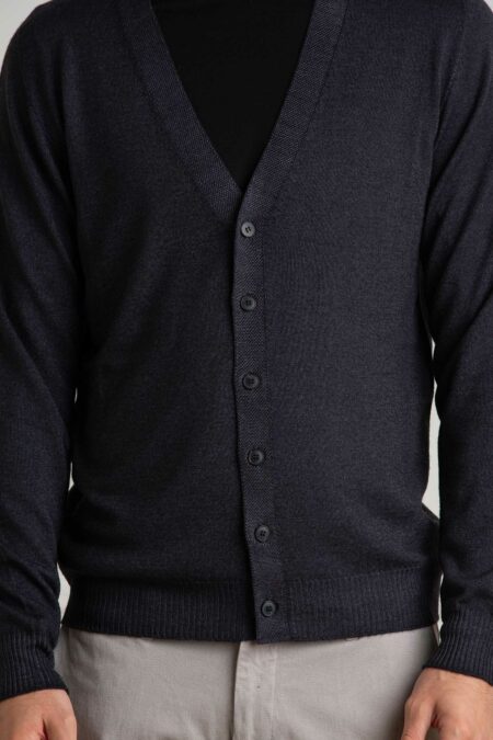 AROVESCIO-CARDIGAN F15 MERINOS DARK-ARO40062 NERO 54