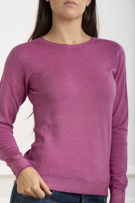 AROVESCIO-MAGLIA GIROCOLLO MERINO DARKNESS-AROW80002 PINK 46