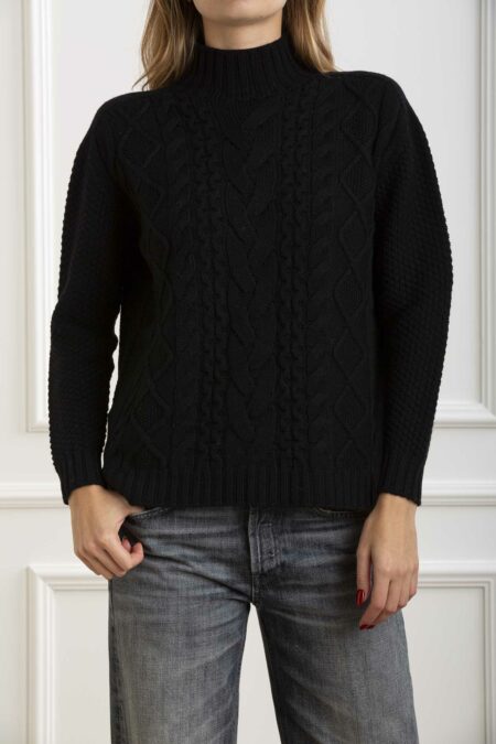 AROVESCIO-MAGLIA COLLO CRATERE FISHER. MERINOS-AROW8039 BLACK 44