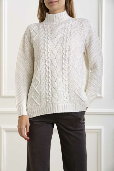 AROVESCIO-MAGLIA COLLO CRATERE FISHER. MERINOS-AROW8039 WHITE 44