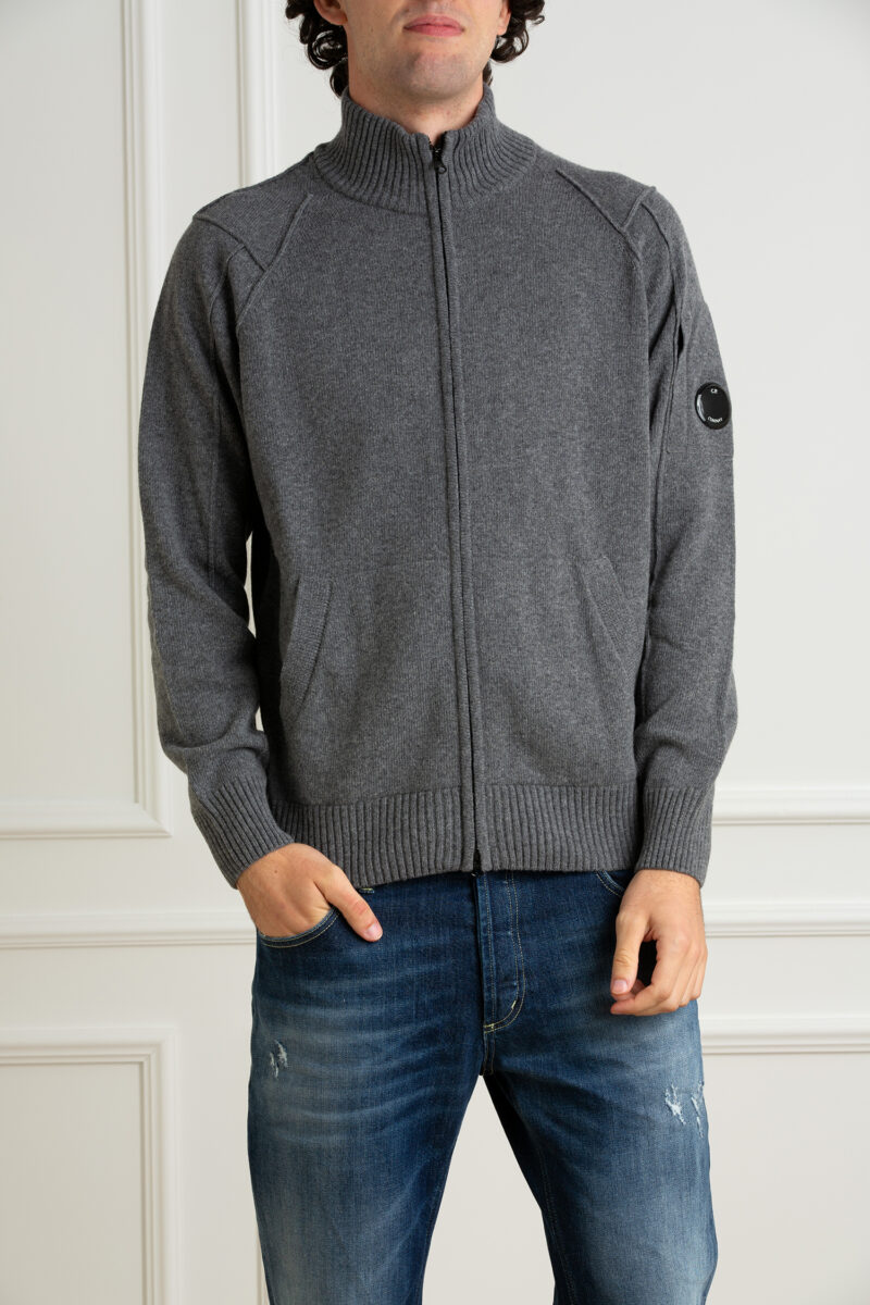 CP COMPANY-CARDIGAN CON ZIP IN LAMBSWOOL GR-CPCMKN143A110149A GRIGIO XL