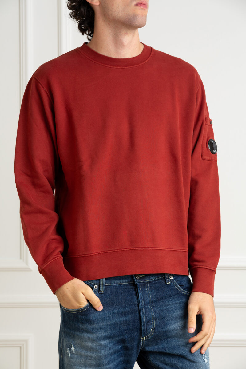 CP COMPANY-FELPA GIROCOLLO IN PILE CON LENTI DIAGONALI-CPCMSS060A006372R ROSSO XL