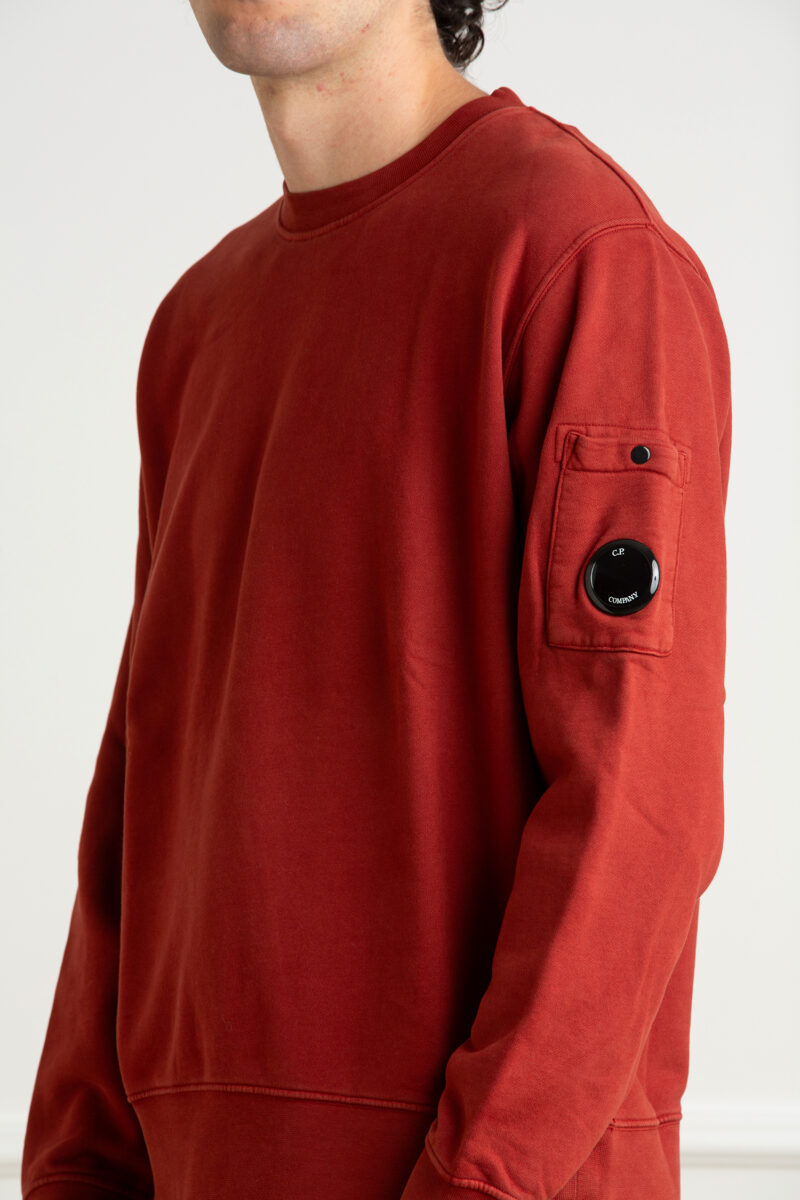 CP COMPANY-FELPA GIROCOLLO IN PILE CON LENTI DIAGONALI-CPCMSS060A006372R ROSSO XL