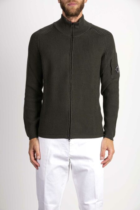 CP COMPANY-MAGLIA CON ZIP RE-WOOL-CPKN268A006595A OLIVA 54