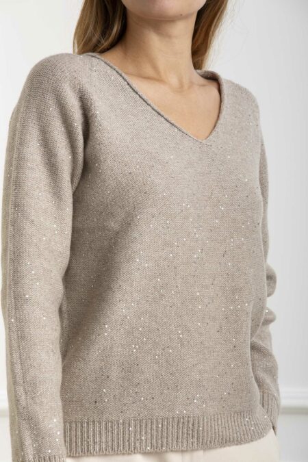 GRAN SASSO-MAGLIA PULLOVER C/PAILLETTES-GR1420133000 BEIGE 44