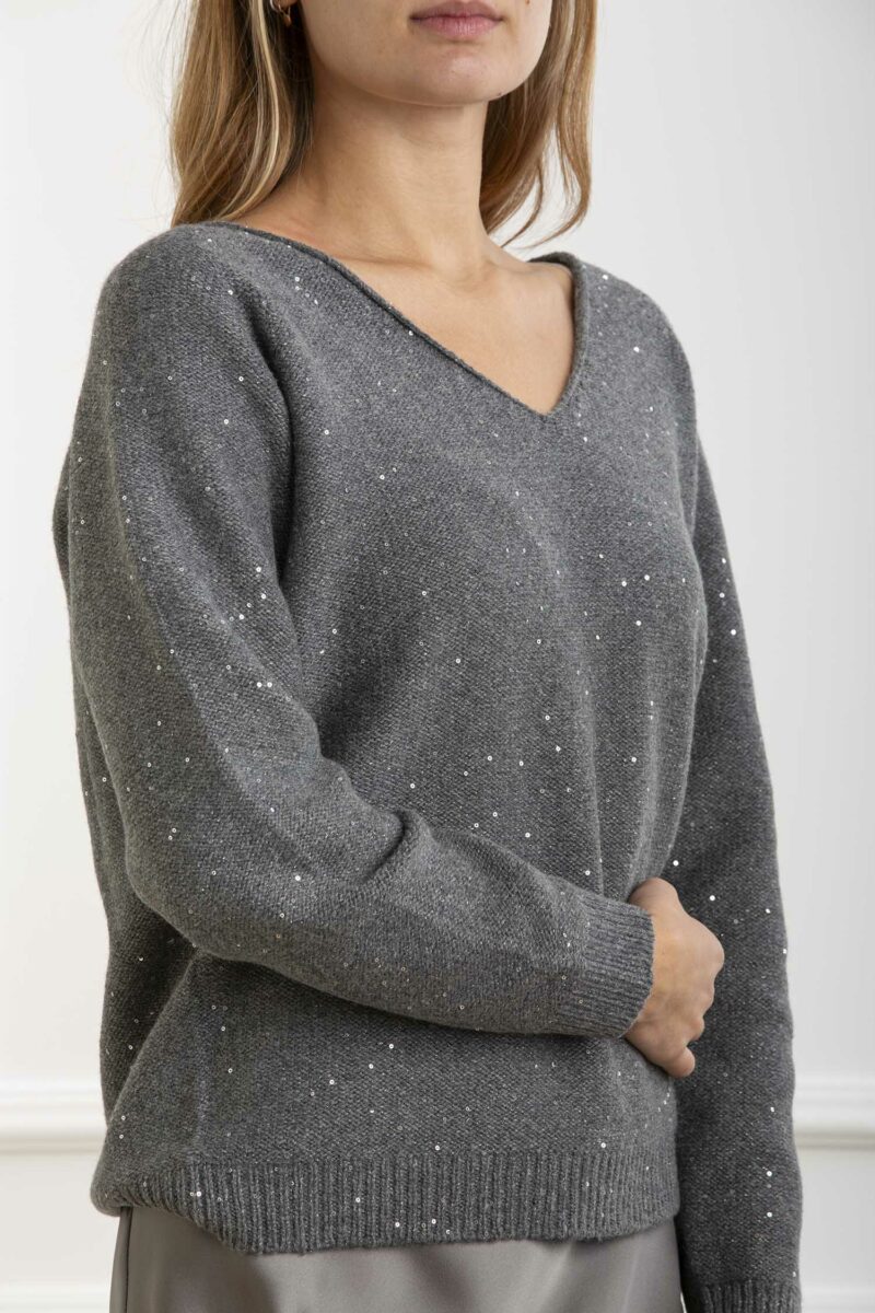 GRAN SASSO-MAGLIA PULLOVER C/PAILLETTES-GR1420133000 GRIGIO 44