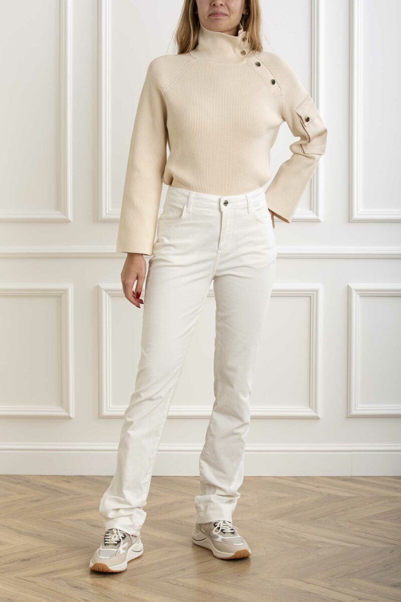 LIU JO-PANT.STRAIGHT H.W. VELLUTO-LJWF4339T4416 BIANCO 29