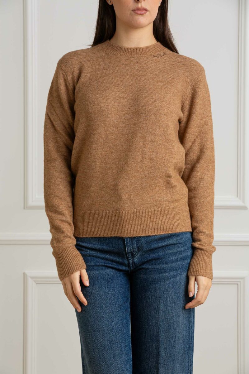 MC2 SAINT BARTH-MAGLIA STRECH HALF NECK SWEATER-MC2SORBONNE CAMEL XS