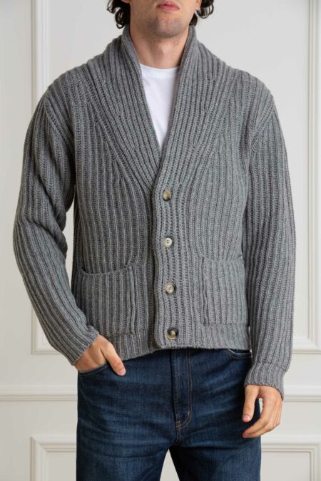 CUSTOMER LOVERS-CARDIGAN COLLO SCIALLE-PRI67939 GRIGIO S