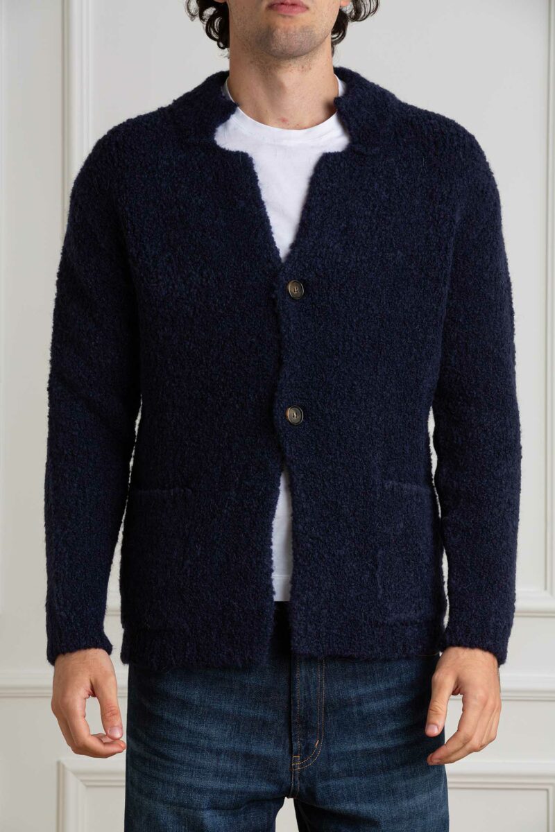 CUSTOMER LOVERS-MAGLIA GIACCA BOUCLE-PRI67958 BLU S